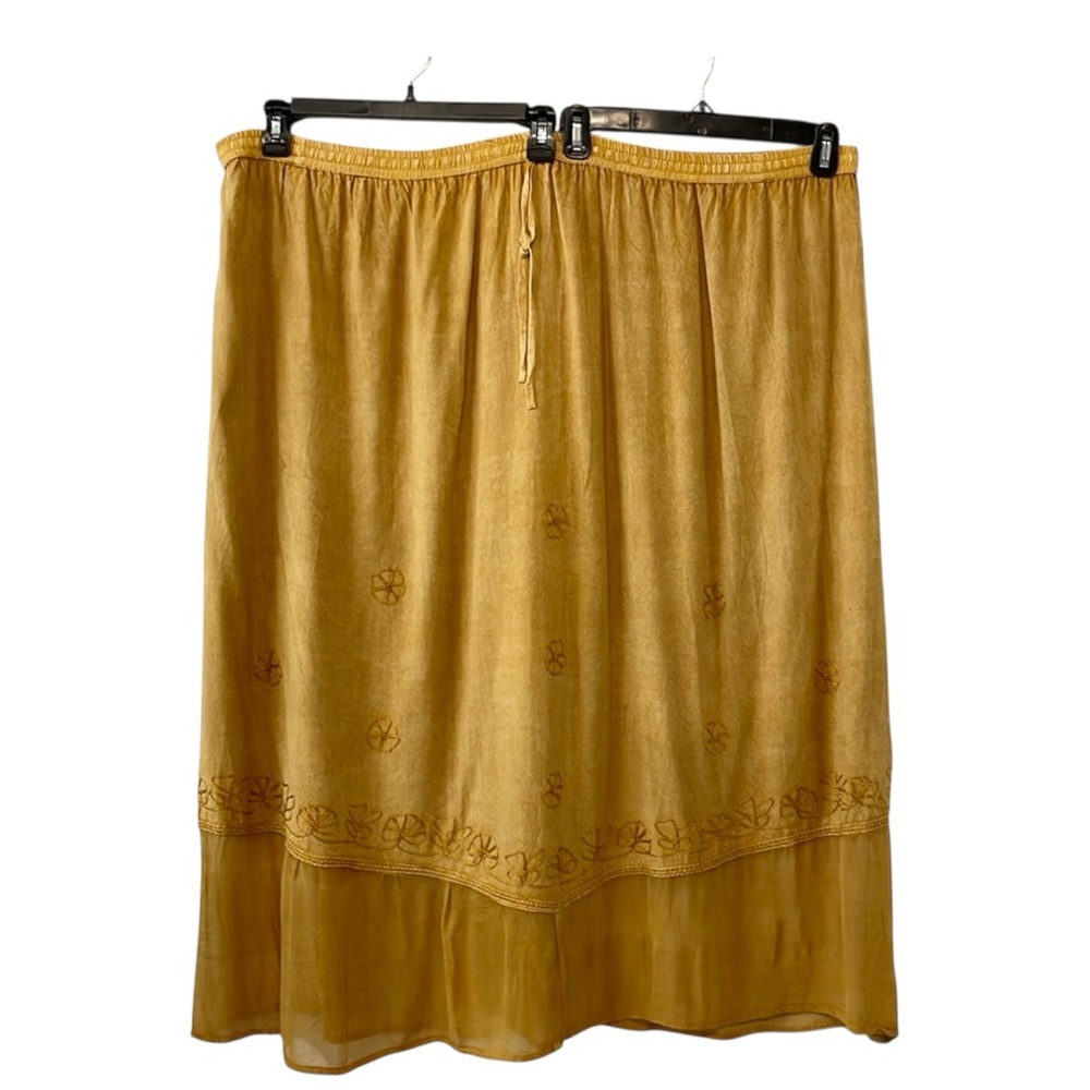 NEW Kaabu Womens Sz 2X Maxi Skirt Cotton Rayon Made in India Tan Pull On - Picture 3 of 9